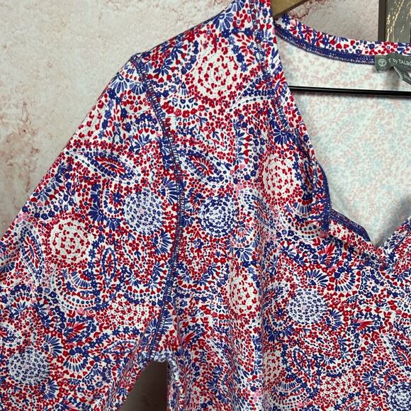 TALBOTS coastal casual americana top size 1X red white blue preppy chic shirt - Picture 2 of 4